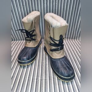 Vintage Sorel Winter Duck Boots Mens 10 Made In Canada Wool Lined